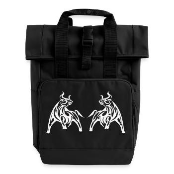 stier tribal - Rolltop Rucksack mit zwei Griffen - Schwarz - Vorne
