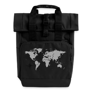 Reisender auf Weltreise - Rolltop Rucksack mit zwei Griffen - Schwarz - Vorne