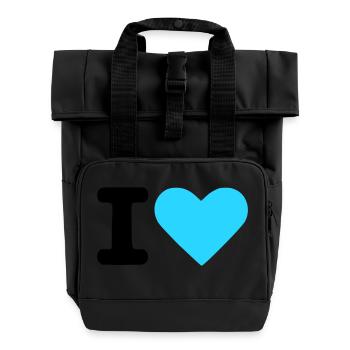 I love - Rolltop Rucksack mit zwei Griffen - Schwarz - Vorne