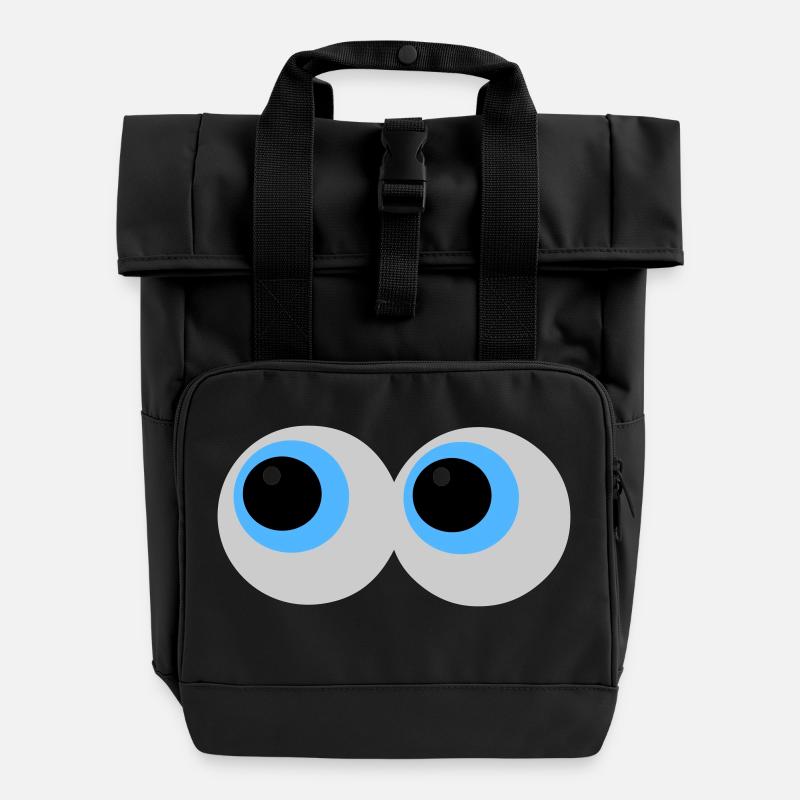 Yeux - Sac à dos Roll Top à deux anses - noir
