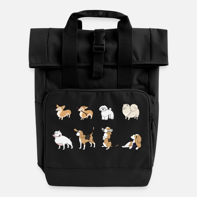 Hund - Rolltop Rucksack mit zwei Griffen - Schwarz