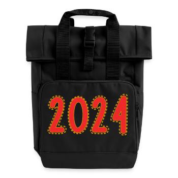 2024. ANNEE. BONNE ANNEE. SAINT SYLVESTRE - Sac à dos Roll Top à deux anses - noir - Devant
