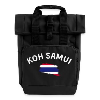 Koh Samui Thailand Flagge T-Shirt gebogenes Design - Rolltop Rucksack mit zwei Griffen - Schwarz - Vorne