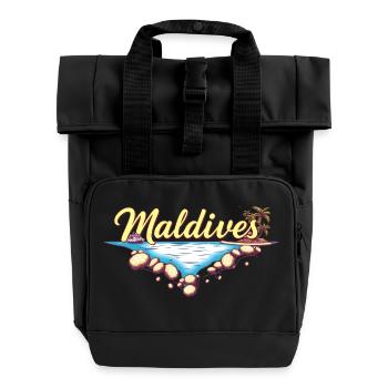 Malediven Geschenkidee - Rolltop Rucksack mit zwei Griffen - Schwarz - Vorne