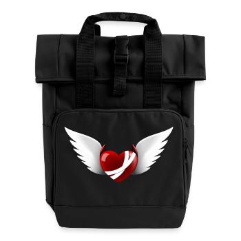 Teufelsherz mit Engelsflügeln - Rolltop Rucksack mit zwei Griffen - Schwarz - Vorne