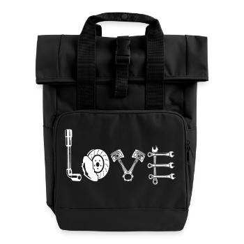 Auto Rennauto Werkstatt Liebe - Rolltop Rucksack mit zwei Griffen - Schwarz - Vorne