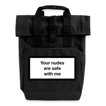 Your nudes are safe with me - Rolltop Rucksack mit zwei Griffen - Schwarz - Vorne