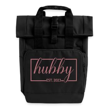 Hubby Est. 2023 Fiançailles pour le mariage du marié - Sac à dos Roll Top à deux anses - noir - Devant