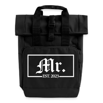 2023 Fiançailles pour la fête de mariage du marié - Sac à dos Roll Top à deux anses - noir - Devant