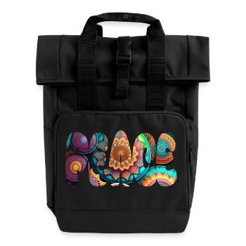 Peace - Roll Top Backpack with Two Handles - black - Front