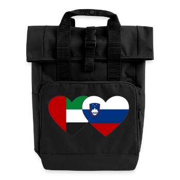 Vereinigte Arabische Emirate Slowenien Flagge Herz - Rolltop Rucksack mit zwei Griffen - Schwarz - Vorne