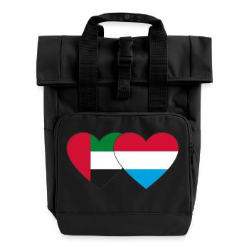 Vereinigte Arabische Emirate Luxemburg Flagge Herz - Rolltop Rucksack mit zwei Griffen - Schwarz - Vorne