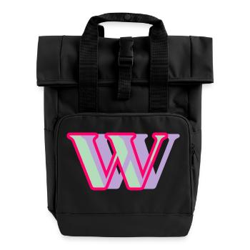 Mehrfarbiger Buchstabe w - Rolltop Rucksack mit zwei Griffen - Schwarz - Vorne