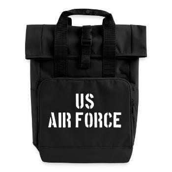 US Air Force - Aircraft - Pilot Flugzeug Luftwaffe - Rolltop Rucksack mit zwei Griffen - Schwarz - Vorne