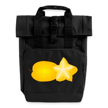star fruit - Roll Top Backpack with Two Handles - black - Front