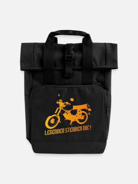 Simson S51 Enduro Legende - Rolltop Rucksack mit zwei Griffen - Schwarz