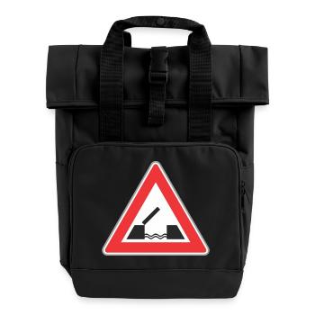 Road sign bridge - Roll Top Backpack with Two Handles - black - Front