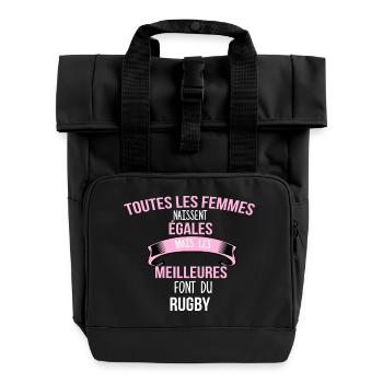 Rugby cadeau humour - Sac à dos Roll Top à deux anses - noir - Devant