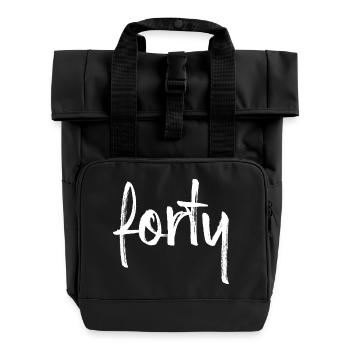 40 forty 40. Geburtstag Geschenk Zahl 40 Nummer - Rolltop Rucksack mit zwei Griffen - Schwarz - Vorne