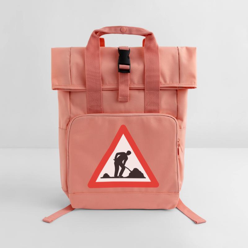 Caution road work! Roll Top Backpack with Two Handles