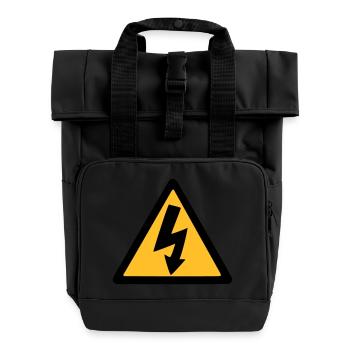lightning thunder - Roll Top Backpack with Two Handles - black - Front