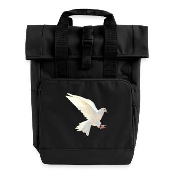 Brieftaube seitlich, tolle Vogelmotive - Rolltop Rucksack mit zwei Griffen - Schwarz - Vorne