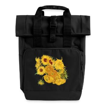 Vincent van Gogh Sonnenblumen Sunflowers Art Kunst - Rolltop Rucksack mit zwei Griffen - Schwarz - Vorne