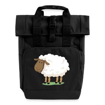 Weißes Schaf – niedliche Illustration für Kinder - Rolltop Rucksack mit zwei Griffen - Schwarz - Vorne