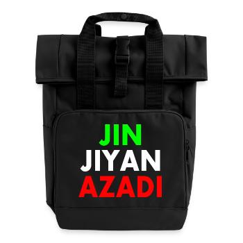 jin jiyan azadi - Roll Top Backpack with Two Handles - black - Front