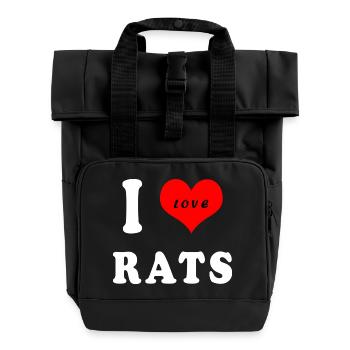 J'adore les rats - Sac à dos Roll Top à deux anses - noir - Devant