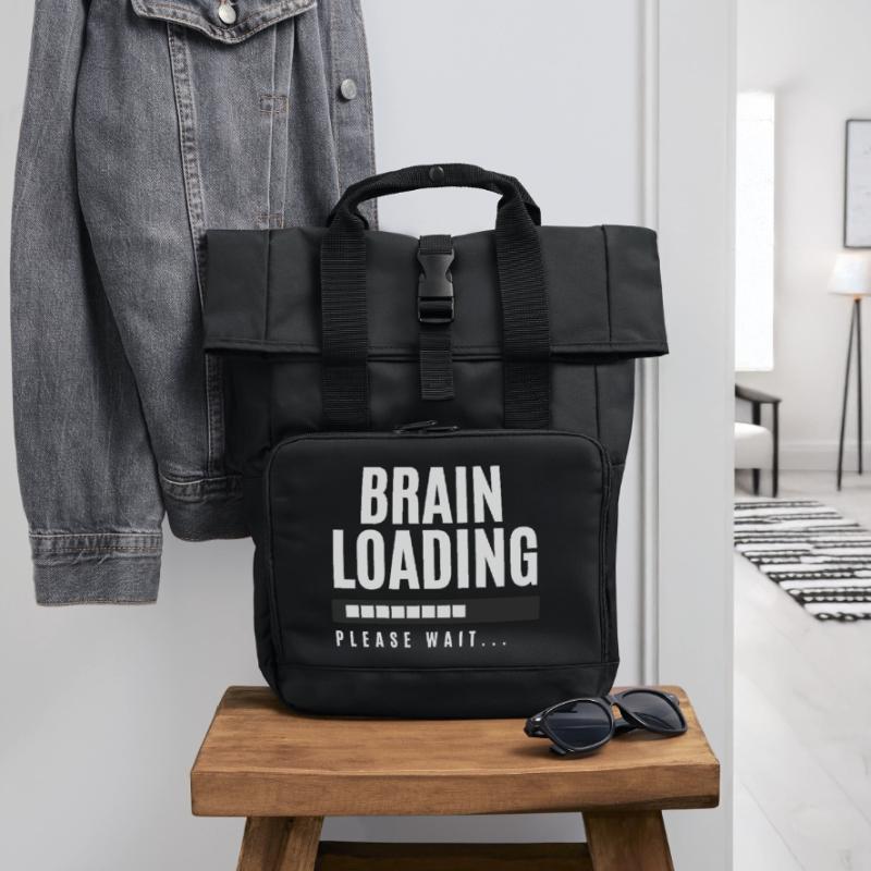 Brain Loading bitte warten Rolltop Rucksack mit zwei Griffen