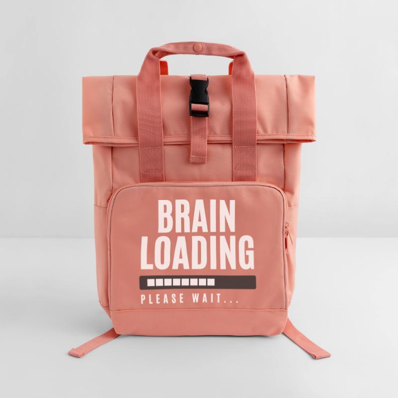 Brain Loading bitte warten Rolltop Rucksack mit zwei Griffen