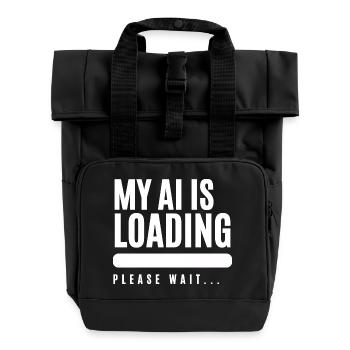 Humorous loading screen graphics - Roll Top Backpack with Two Handles - black - Front