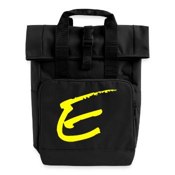 Buchstabe E - Rolltop Rucksack mit zwei Griffen - Schwarz - Vorne
