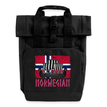 Norvège Norvégien Viking Vikings Fun Valhalla Odin - Sac à dos Roll Top à deux anses - noir - Devant