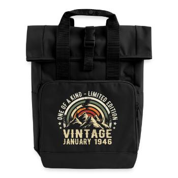 Januar 1946 Geburtstagsgeschenk - Original 79 Jahre - Rolltop Rucksack mit zwei Griffen - Schwarz - Vorne