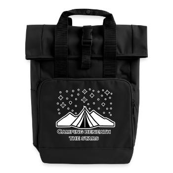 Zelt unter den Sternen - Camping unter den Sternen Design - Rolltop Rucksack mit zwei Griffen - Schwarz - Vorne