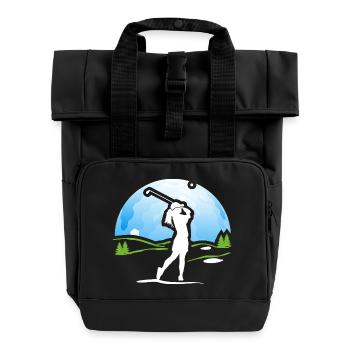 Golferin Golf Golf Shirt Geschenk - Rolltop Rucksack mit zwei Griffen - Schwarz - Vorne