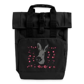 grauer süsser esel - Rolltop Rucksack mit zwei Griffen - Schwarz - Vorne