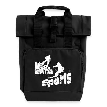 Winter Sports - Mountains - Roll Top Backpack with Two Handles - black - Front