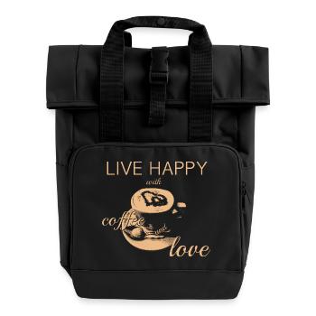LIVE HAPPY - Rolltop Rucksack mit zwei Griffen - Schwarz - Vorne