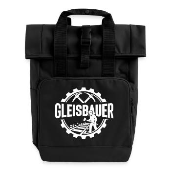 Gleisbauer Baustelle Eisenbahn - Rolltop Rucksack mit zwei Griffen - Schwarz - Vorne