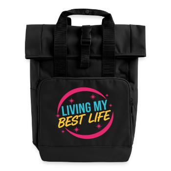 Mein bestes Leben leben – Erfolgs-Mindset Pink - Rolltop Rucksack mit zwei Griffen - Schwarz - Vorne