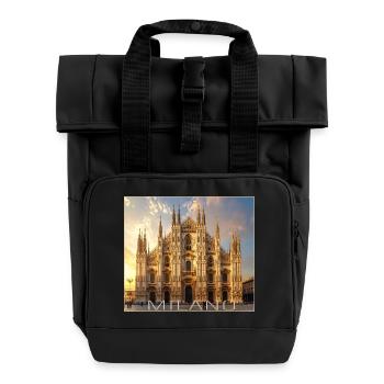 Milan, Milano, Duomo - Roll Top Backpack with Two Handles - black - Front