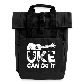 Ukulélé hawaïen uke uke peut le faire - Sac à dos Roll Top à deux anses - noir - Devant