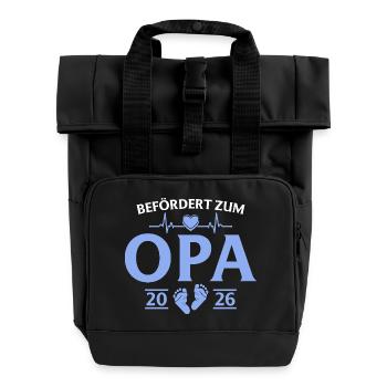 Befördert zum Opa 2026 Großvater - Rolltop Rucksack mit zwei Griffen - Schwarz - Vorne
