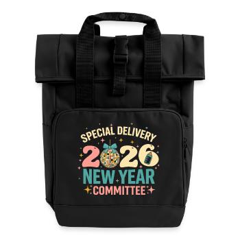 New Year 2020 Disco Committee - Roll Top Backpack with Two Handles - black - Front