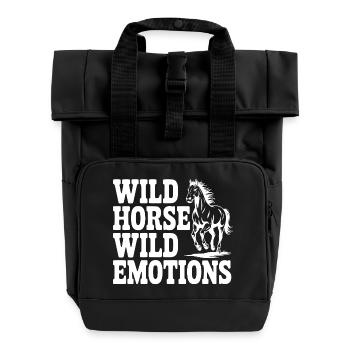 Wildpferd, wilde Gefühle - Rolltop Rucksack mit zwei Griffen - Schwarz - Vorne