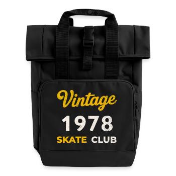 Vintage 1978 Skate Club Retro Geburtsjahr Geschenk - Rolltop Rucksack mit zwei Griffen - Schwarz - Vorne