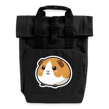 Meerschweinchen Kopf Sticker - Rolltop Rucksack mit zwei Griffen - Schwarz - Vorne